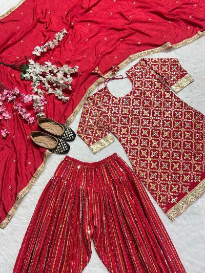 Chinon Silk Traditional Punjabi Patiyala Suit Set