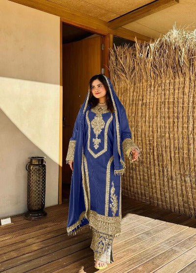 Navy Blue Embroidered Pakisthani Suit Set