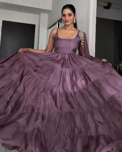 Pastel Purple Ruffle Flair Anarkali Suit Set