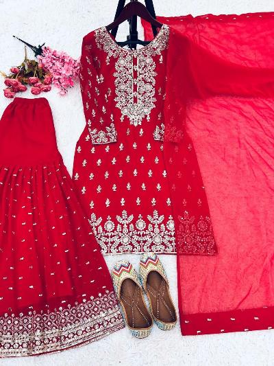 Karvachauth Special Red Gharara Suit Set