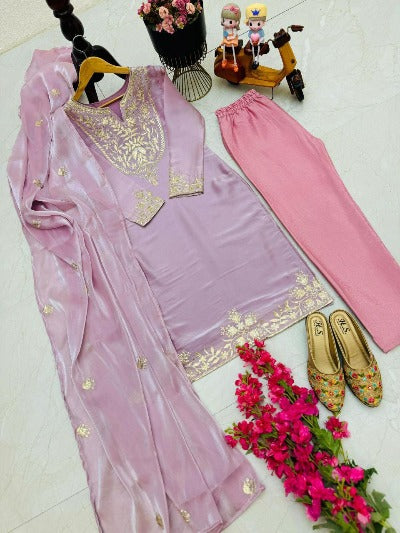 Lilac Unicorn Sequins Work Salwar Suit Set