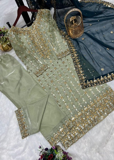 Wedding Wear Heavy Embroidery Sequins Salwar Suit Set