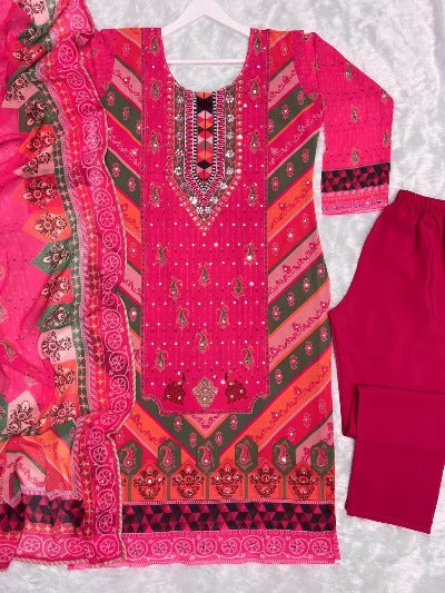 Pink Digital Print Georgette Salwar Suit Set