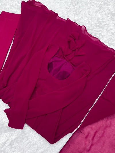 Magenta Pink Georgette Flair Anarkali Suit Set