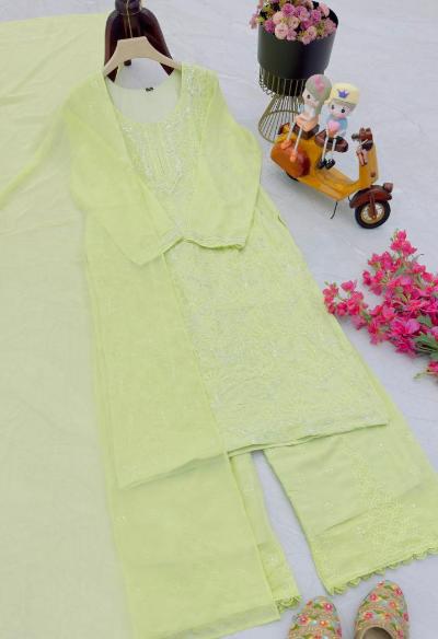 Lemon Yellow Georgette Palazzo Suit Set