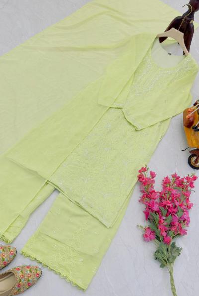 Lemon Yellow Georgette Palazzo Suit Set