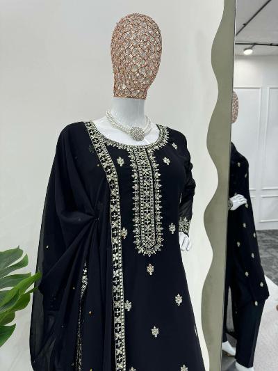 Stunning Black Georgette Sequence Salwar Suit Set