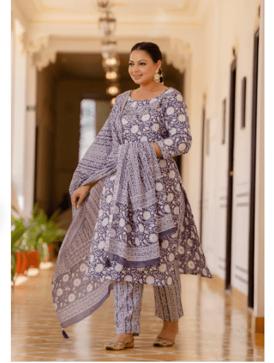 Plus Size Purple A Line cut Salwar Suit – BONYHUB