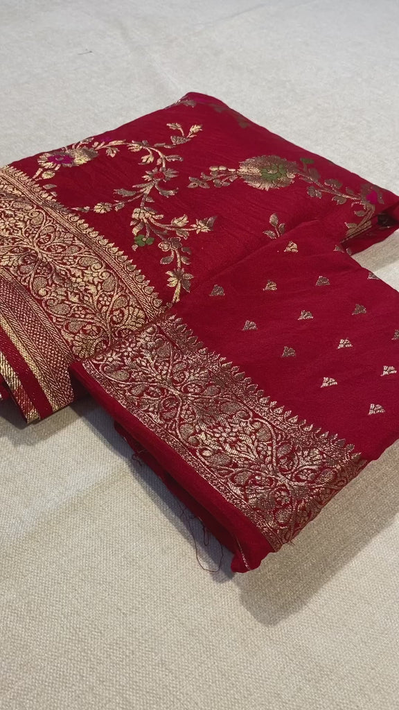 Red Benarasi Zari Silk Wedding Saree