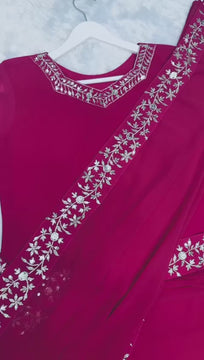 Superhit Pink Saree Gown Georgette Stitched Readymade