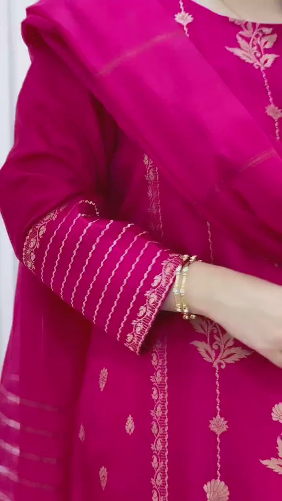Pink Gold Cotton Salwar Suit