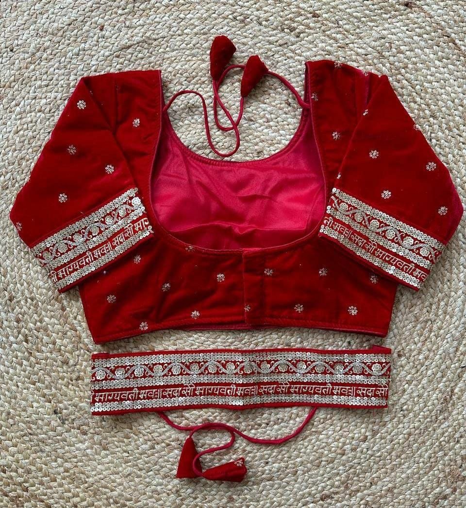 Velvet Embroidered Stitched Readymade Blouse UK Next Day – BONYHUB