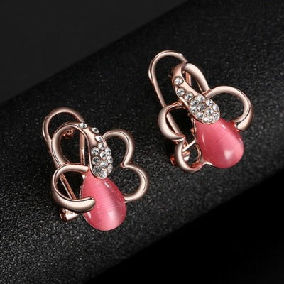 Fashion Rose Gold+plum Chain Jewelry Set