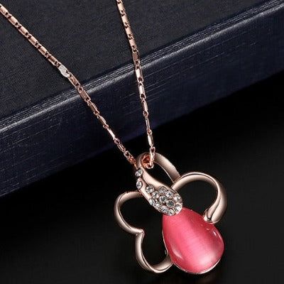 Fashion Rose Gold+plum Chain Jewelry Set