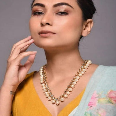 Gold Kundan Pearls Choker Necklace for women