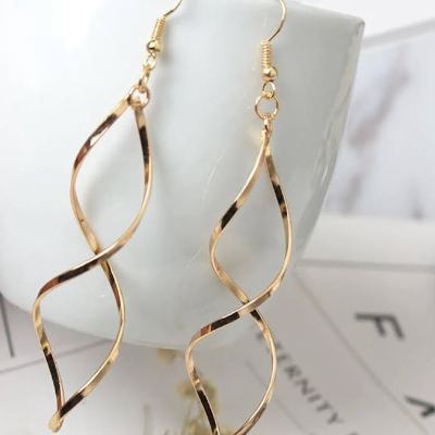 Gold Spiral Design Drop Earring For Women