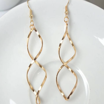 Gold Spiral Design Drop Earring For Women