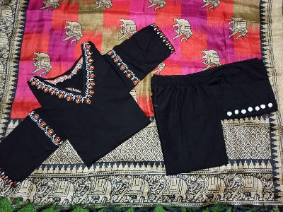 Black Red Embroidery Salwar Suit  Dupatta (Set of 3)