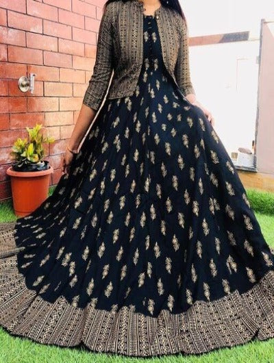 Black Cotton maxi Kurti Dress