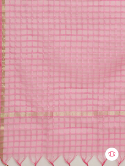 Pink Checked Dupatta for Women