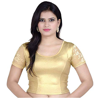 Readymade Stretchable Saree Blouse Gold Shimmer 