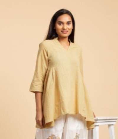 Ladies Natural Dyed Mustard - Fabric: Natural dyed Tunic