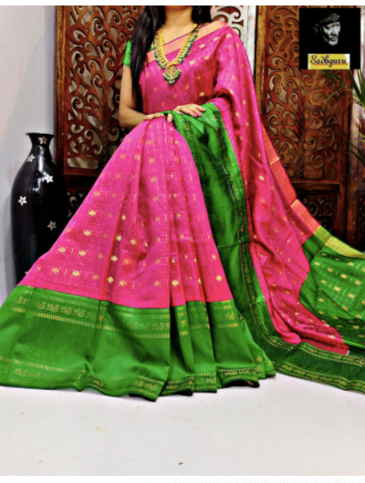 Pink Green South Silk Wedding Saree