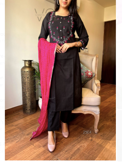 Black Pink Embroidery Work Salwar Suit