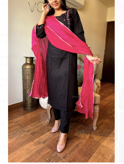 Black Pink Embroidery Work Salwar Suit