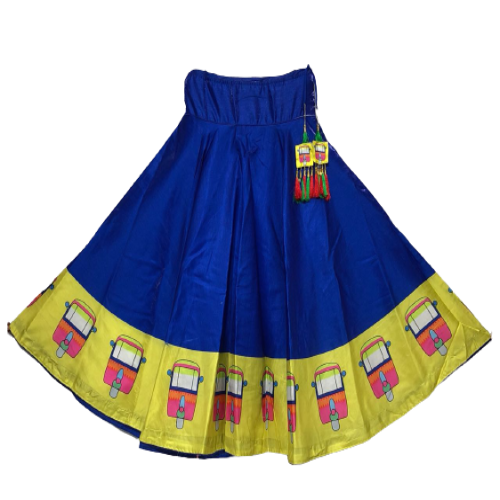 Royal Blue Rickshaw Digital Print Skirt