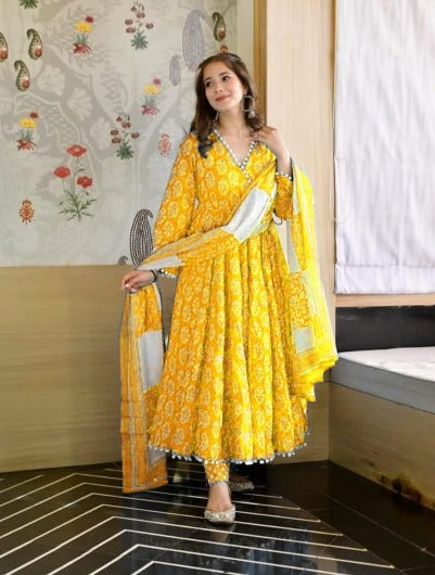 Yellow Anarkali Salwar Kameez Dupatta Ready To Wear