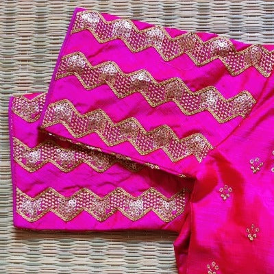 Hot Pink Readymade Saree Blouse Silk Embroidered