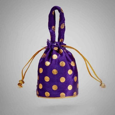 Purple Brocade Silk Gold Butti Polti Gift Clutch