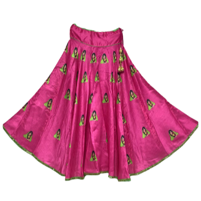 Pink Lady with Glasses Digital Print Skirt